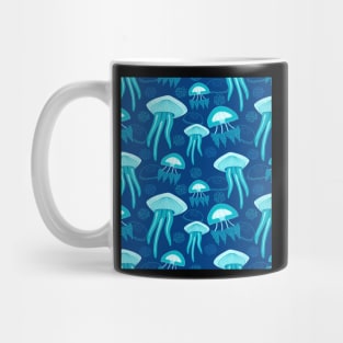 Blue Jelly Fish In The Deep Ocean Mug